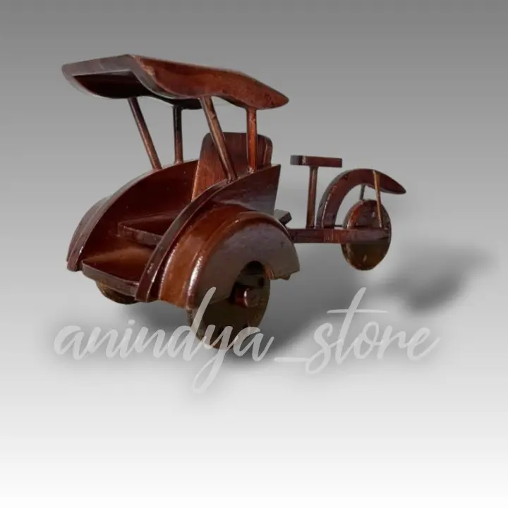 souvenir miniatur becak kayu kerajinan tangan Hadiah 0