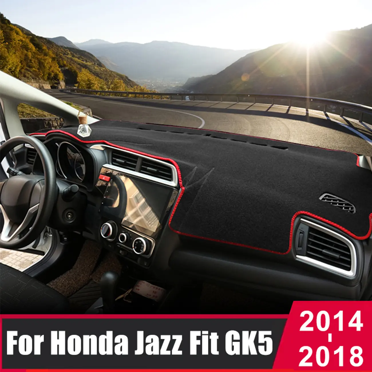 Dashboard Cover For Honda Fit Jazz GK5 2014 2015 2016 2017 2018 2019 Car Instrument Panel Avoid Light Pad Sun Shade Anti-UV Carpets Non-Slip Mat