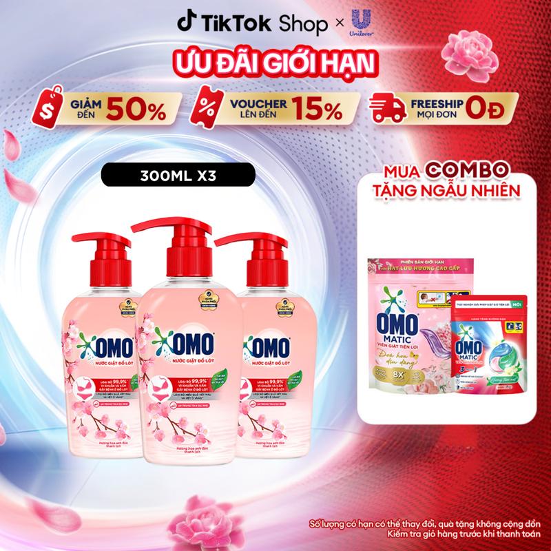 Combo 3 Nước Giặt Đồ Lót OMO Hương Hoa Anh Đào Thanh Lịch 300G [1]