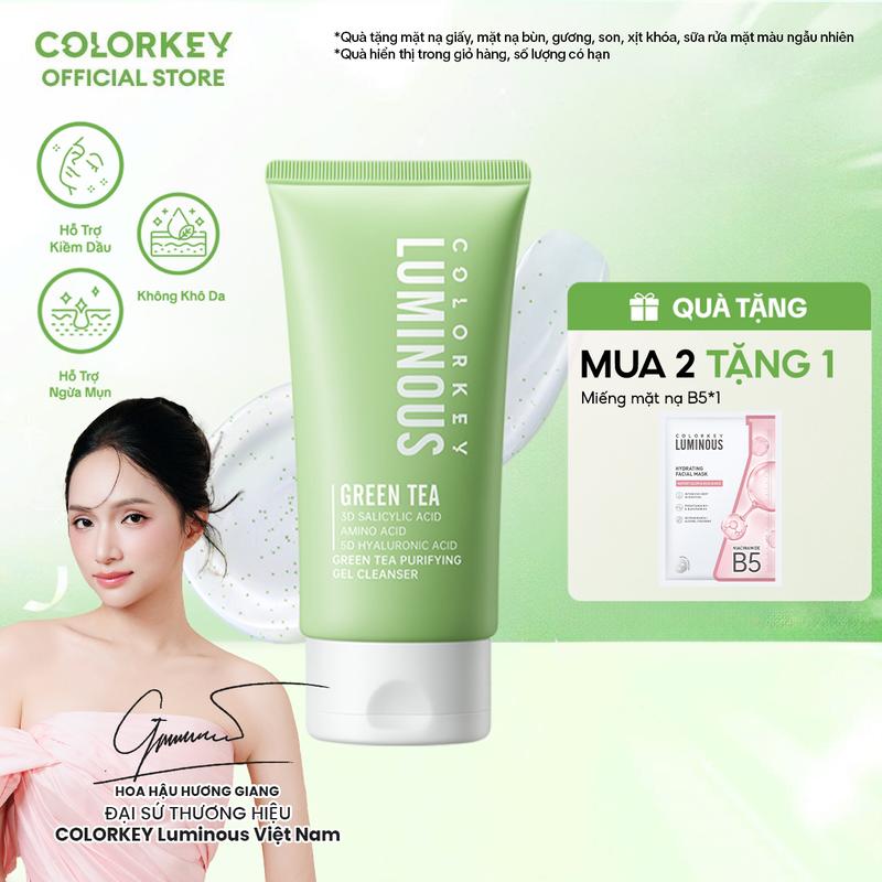 Sữa Rửa Mặt Dạng Gel COLORKEY LUMINOUS Chiết Xuất Trà Xanh Làm Sạch Và Hỗ Trợ Dưỡng Ẩm 100ml