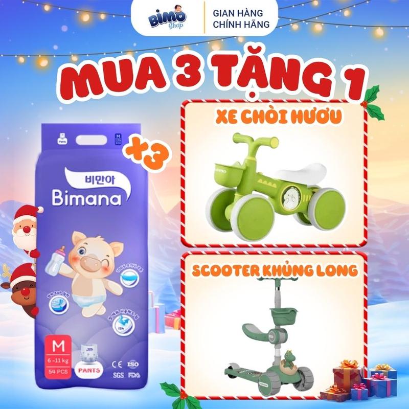 3BM TẶNG 1 QUÀ Combo 3 Bịch Tã Bỉm BIMANA HÀN QUỐC Thấm Hút Nhanh Mỏng Nhẹ Êm Ái Cho Bé