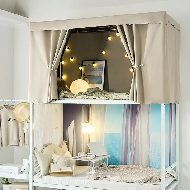 Student Bed Curtain Dormitory Bedroom Upper and Lower Bunk Light Shade Bed Fence Bed Curtain Boys and Girls Solid Color Curtain