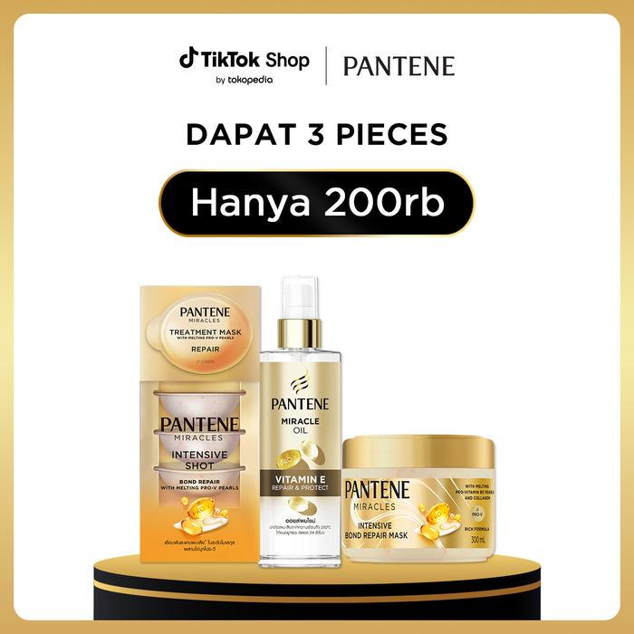 Gambar [200rb Get 3Pcs Treatment] - Pantene Hair Mask Jar 300ml + Miracle Oil 90ml + Mask Shot 12ml x4 - Treatment Perawaran Anti Rambut Rusak dan Kering dari P&G Store Kota Administrasi Jakarta Timur Tokopedia