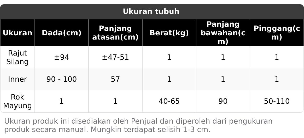 One Set Wanita (Rajut Silang Inner Rok Mayung) Baju Korean Style Setelan Perempuan OOTD CS032 Atasan Sweater Crop Bawahan Joda Payung Hitam Remaja Outer Panjang Dewasa Cream Lembut