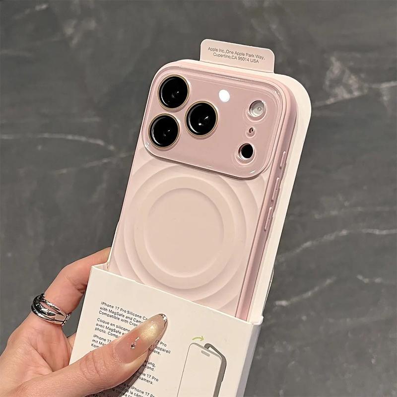 Ốp lưng iPhone 17 Pro Max dùng được cho thị trường quốc tế, có cửa sổ lớn, chất liệu silicon lỏng, họa tiết sóng, có nam châm, chống rơi.