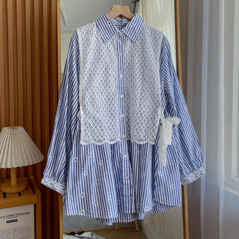LONNA STRIP BLOUSE KATUN MOTIF SALUR BUNGA 1