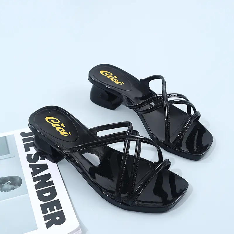 [Cod] CiCi sandals for women (+ 1 if Slim, + 2 if Mataba/malapad PAA) new Korean 7cm open toe thick-heeled walking shoes