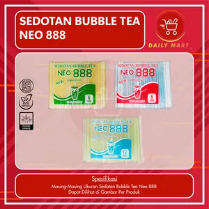Sedotan Bubble Warna Warni 6mm 8mm 12mm Panjang 18cm / Sedotan Pop Ice Boba / Sedotan Plastik Murah Warna Warni