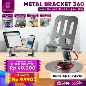 LOUISALINA Stand Dudukan HP Portable HP Lipat Phone Stand Holder dari Metal Kokoh Bisa Lipat dan Putar 360° Kuat BSH10D