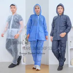 Jas Hujan Jaket Celana Hemat Merek Gajah / Elephant / Jas Hujan Elephant Brand Warna Biru Hitam Putih