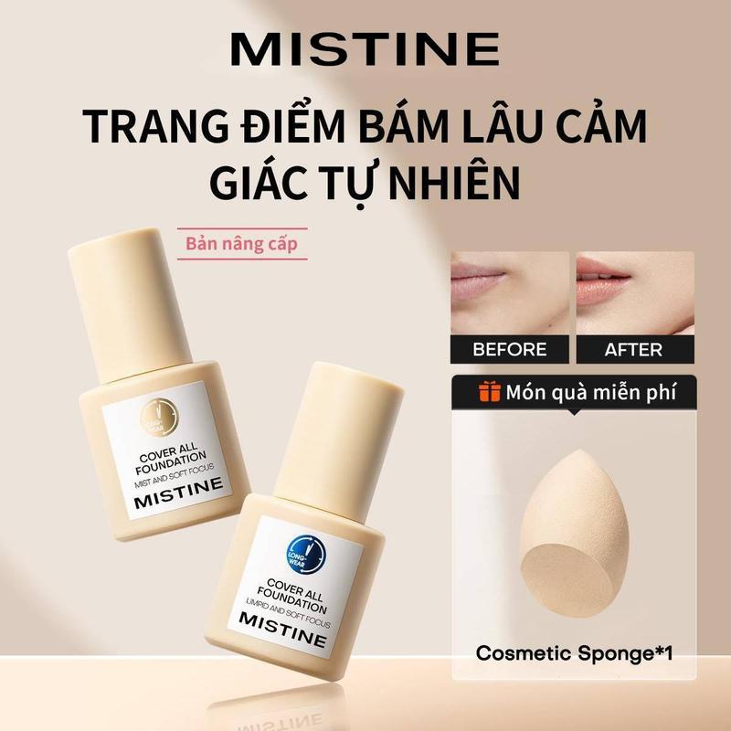 [COD]MISTINE Foundation bb Cream Kem nền dạng lỏng dưỡng ẩm lâu trôi 30g [Quà tặng miễn phí]Miếng bọt biển làm đẹp * 1