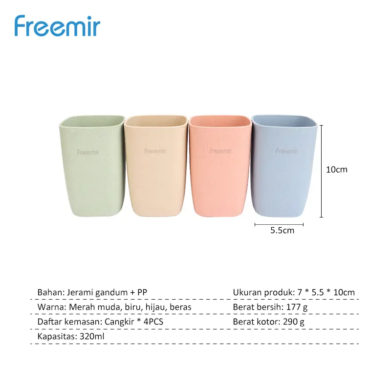 (Bisa COD) freemir Set Piring + Gelas  Piring Saji Hidangan Makanan Cemilan Food Grade Kitchenware Serbaguna Alat Dapur Unik 5