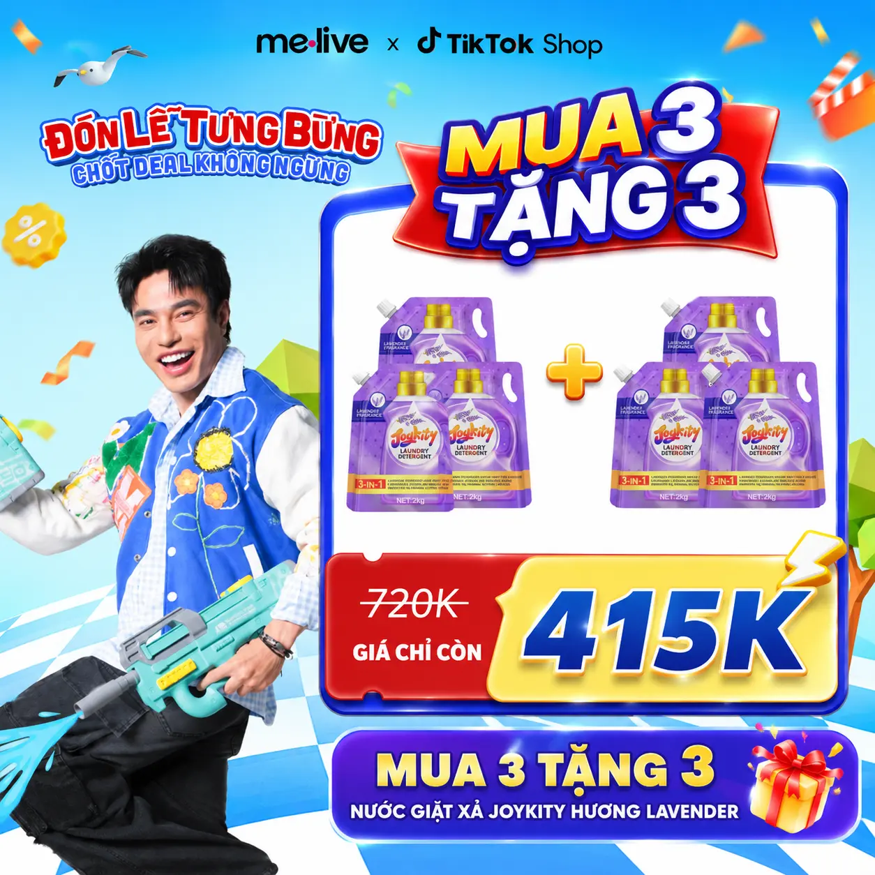[MUA 3 TẶNG 3] Nước Giặt Xả Joykity Hương Lavender Lưu Hương Thơm Lâu / Dịu Nhẹ An Toàn Cho Da / Làm Sạch Tốt / Làm Bền Màu Quần Áo