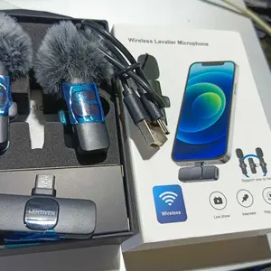 LENTIVEN Wireless Mikrofon dengan Clip on Wireless microphone Mikrofon