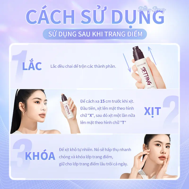 Focallure #PerfectLock Xịt Khóa Lớp Trang Điểm Cấp Ẩm Lâu Dài Mỏng Nhẹ Kiểm Soát Dầu Tự Nhiên Phun Sương Mịn 4