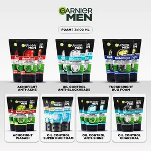 Garnier Men Facial Foam 100ml (x3) - Pack of 3 Facial Cleanser