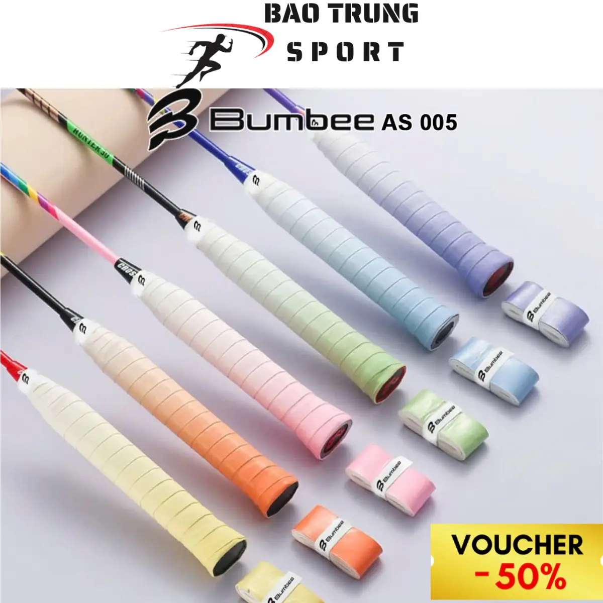 Vỉ 10 Chiếc Cuốn cán BUMBEE AS005 cuốn vợt Cầu Lông,Tennis,PickleBall mềm êm , thấm hút mồ hôi tốt , tiết kiệm Sport