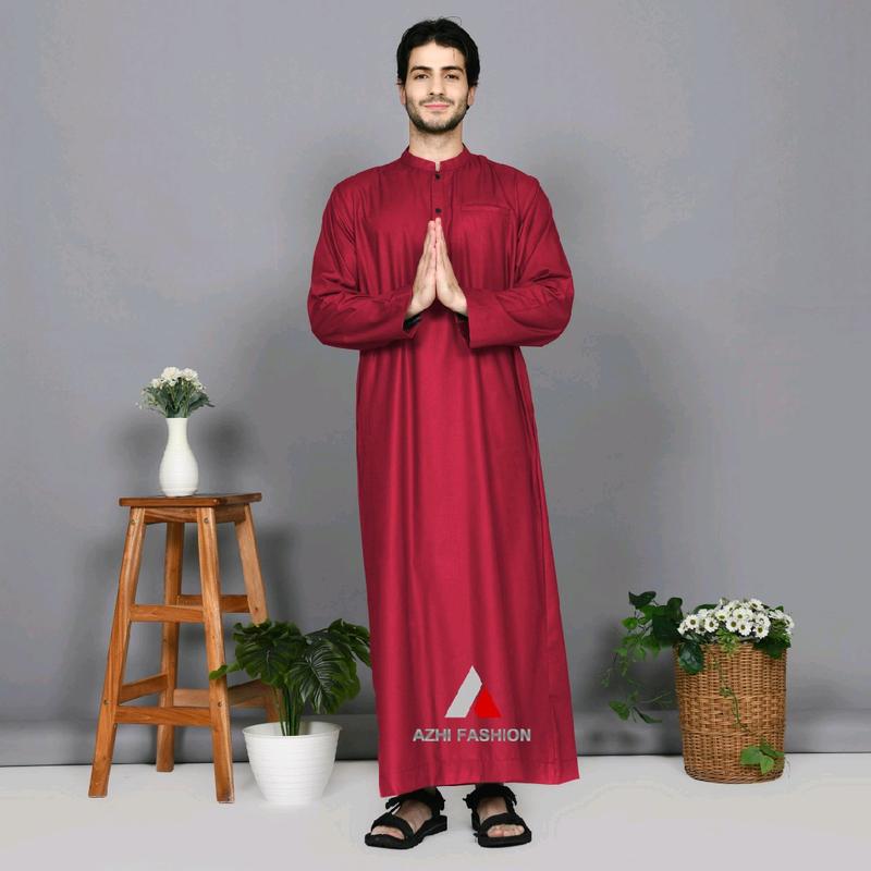 Jubah Pria Dewasa Lengan Panjang Polos Toyobo Gamis Muslim Katun Hitam 8