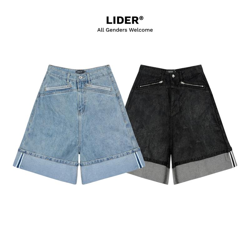  Quần Jorts Denim Lửng Ống Rộng Lai Lật LIDER OVERROLLED CARPENTER SHORTS - Washed Black 
