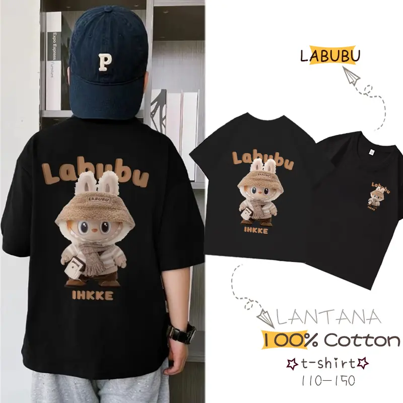 LANTANA Kaos Anak Labubu 4-12 Tahun T000007 Pola Fashion Cetak 100% Cotton Combed Menjadi Tren Besar Tahun Ini oversize T-shirt
