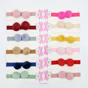 Bandana Pom Pom Bayi Perempuan New Born  / Bando Karet Foem Lembut Aksesoris Rambut Bayi Anak Perempuan Bando Pompom Lucu Kualitas Import Korea Kiosbalitafawa