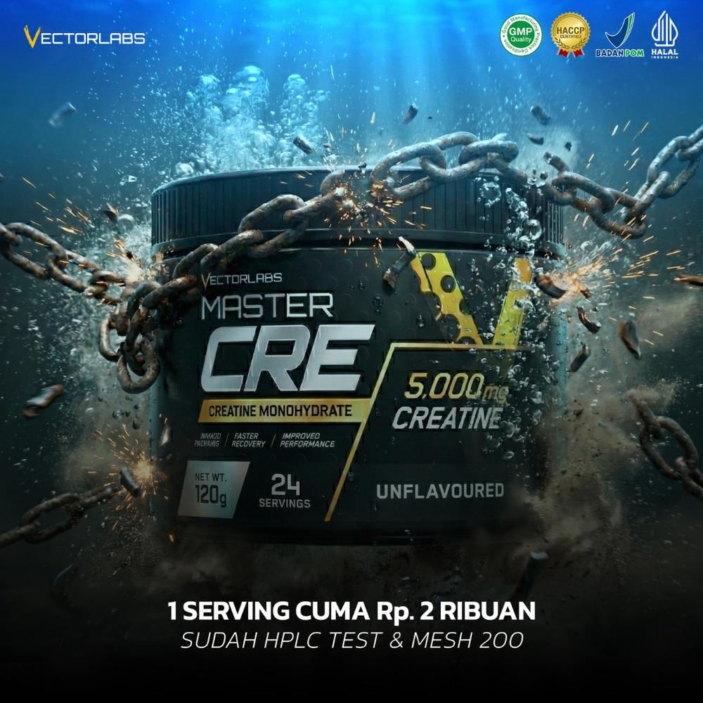 [NEW FORMULA] VECTORLABS Master Cre - Creatine Monohydrate HPLC Test 120gr 24 Servings