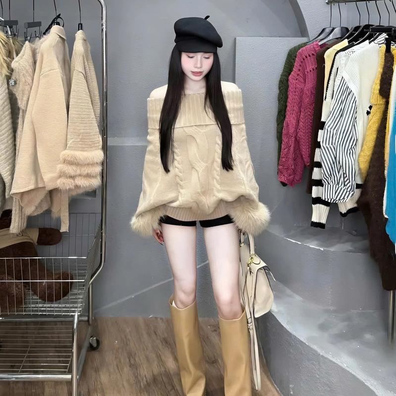  Áo Len Hàng QC L1 Trễ Vai Tay Lông A253 - Thiết Kế Thời Trang ấm Áp Phù Hợp Thời Tiết Lạnh 