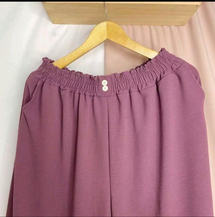 Kulot crincle kancing panjang jumbo bb 35-110kg- bumil big size bahan kringkel airflow pinggang