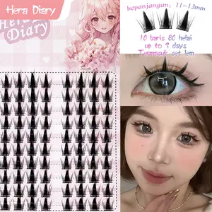 A08【FREE LEM】Hera Diary 10 Baris Bulumata Douyin Cosplay Manga Anime Big Box Pelentik bulumata individual baby comic cluster Wajah Eyelash Cosmetic Hitam