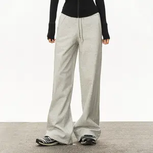 [Premium] Celana Kasual Lurus Longgar Serut Pinggang Tinggi Wanita S/M/L/XL