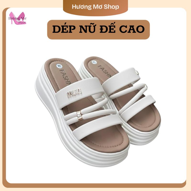  Dép Nữ Quai Da Đế Xuồng Cao 6cm Thiết Kế Quai Da Mềm Mại Thời Trang Nữ Trẻ Trung - Mã 01 