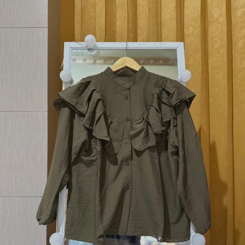 AMP ID Blouse Atasan Kemeja Wanita Kekinian Mewah Elegant Formal Dan Non Formal Blouse Rafella Baju Atasan Panjang Casual Remaja Muslim Basic Dewasa Simple Linen 4