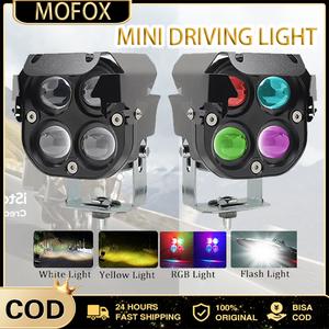 MOFOX BY1 Laser Gun Motorycle Mini Driving Light Hi/Lo Red Blue Angel Eyes Fog Light Auxiliary Light auxiliary light