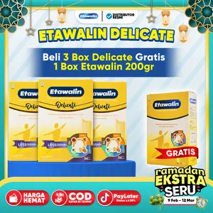 [BUNDLING LESS SUGAR BELI 3 GRATIS 1 BOX] 3 ETAWALIN DELICATE GRATIS 1 BOX ETAWALIN 200 gr| SUSU KAMBING ETAWA ASLI | SUSU ETAWALIN ORIGINAL | Minuman Dairy Milk Bubuk Bahan Bubuk