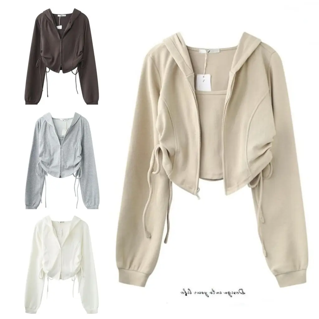Jaket Wanita ADELLA CROPE ZIPPER jaket Serut korean style - jaket crope - jaket wanita casual