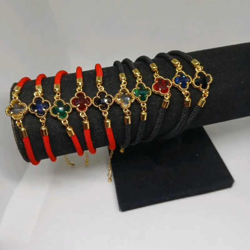 Gelang Tali Motif Cloverr Warna Warni Gelang Hoki Bracelets 0