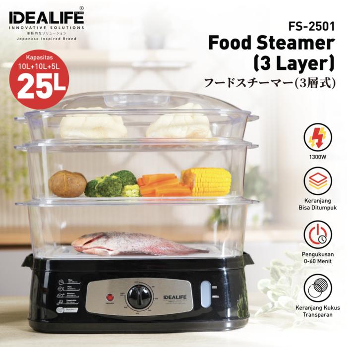 Gambar IDEALIFE - Food Steamer – Pengkukus Makanan - IL–114C (3 Layer) dari IDEALIFE ONLINE STORE Kota Administrasi Jakarta Utara Tokopedia