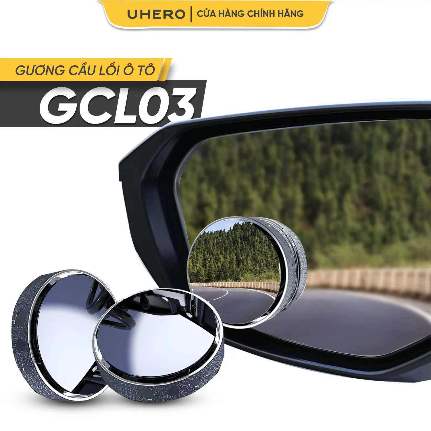 UHERO Cặp Gương Cầu Lồi Góc Rộng GCL03, GCL01 Gắn Kính Hậu Ô Tô Xoay 360 Xoá Điểm Mù Cho Xe Hơi, Sử Dụng Đế Hút, Không Để Lại Vết Keo Khó Tẩy