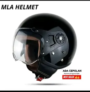 MLA HELMET MLA-Helm Bogo Retro pilot Hijab Cepol Friendly Dewasa Solid Helm Murah SNI  Ada Cepolan Best Seller