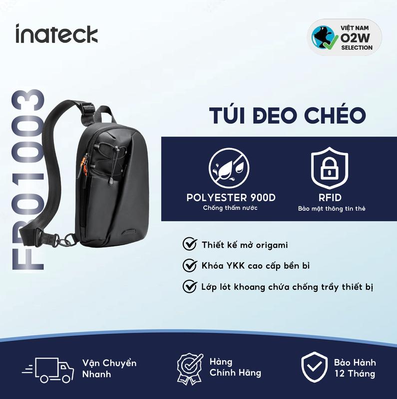 [SIÊU SALE] Túi đeo chéo nam thời trang chống nước, Túi đựng đồ công nghệ, Thiết kế nhiều ngăn INATECK FB01003- Chính hãng bảo hành 6 tháng
