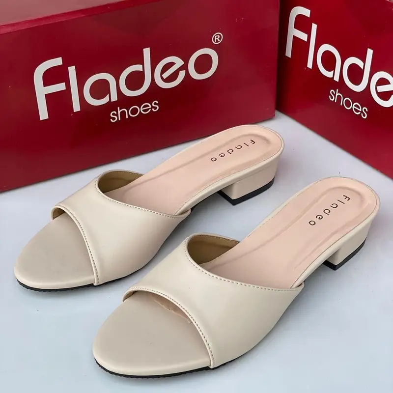 Sendal Fladeo Selop Wanita Heels 3 cm - Sandal - Shoes Karet Mules i03 2