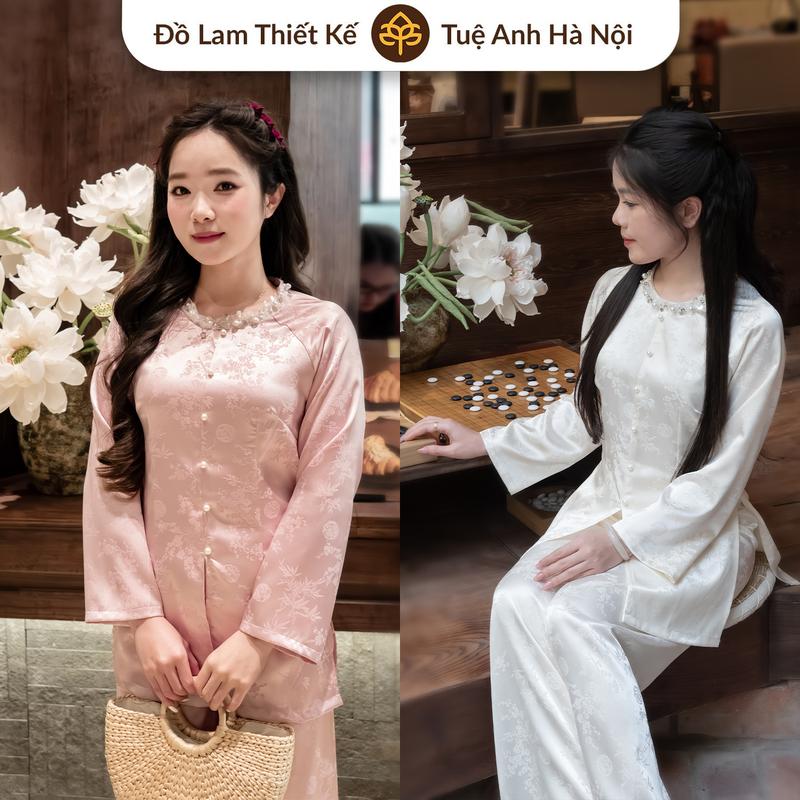 Bích Liên Pháp Phục đồ lam dáng bà ba cách tân đi chùa cổ đính đá vải lụa mềm mát sang trọng