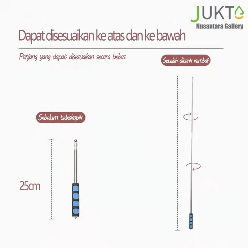 JUKTA[COD]2M Tongkat Bendera Set Tiang Bendera Tour Leader Travel Telescopic - Tongkat Pandu Wisata Serbaguna dan Portable! Pengatur Komando Stainless Stell Teleskopik Berkualitas Tinggi - Tahan Lama dan Praktis! 2