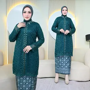 Setelan kebaya Brukat Payet//kebaya kondangan//kebaya kekinian//kebaya bahan brukat dilengkapi payet mutiara//Simple dan elegan/Brokat Tunik Songket Pesta Wanita/Baju Dress Borkat Lamaran