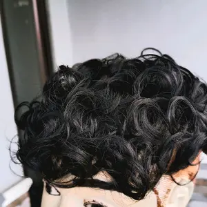 WIG PENUTUP BOTAK PRIA MODEL KERITING pendek dengan Rambut Berkilau dan Natural untuk Tampilan Lebih Menarik