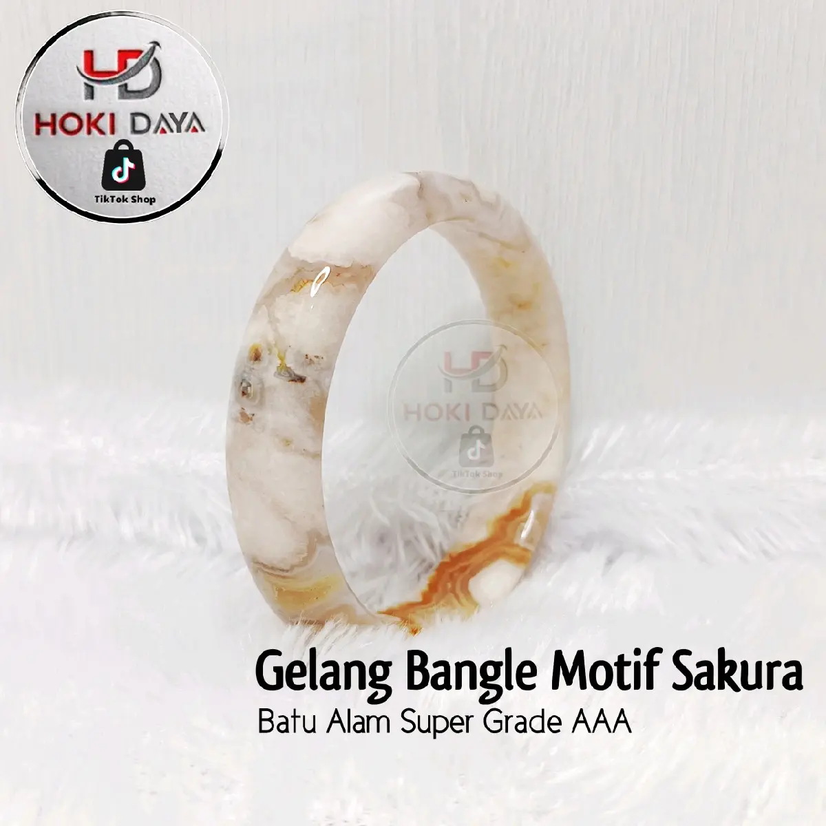 (Free Ongkir) Gelang Natural Jade Motif Sakura Super Grade AAA