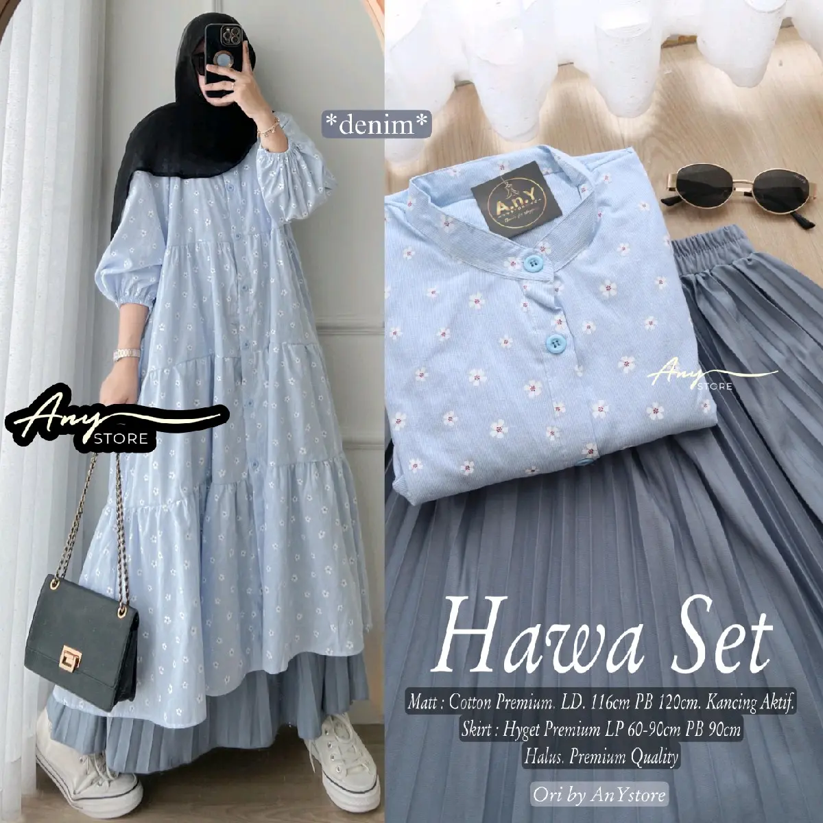 SETELAN TUNIK SET ROK Hawa Sonia Zika PREMIUM QUALITY ORI ANYstore