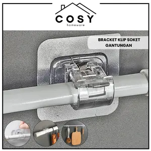 COSY Bracket Klip Hanger Soket Multifungsi / Soket Gantungan Tanpa Bor / Bracket Tiang Fleksibel Dinding Handuk