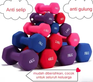 DUMBELL BARBEL 1KG/1.5KG/2KG/2.5KG/3KG/4KG/5KG Vinyl isi 1 pcs cewek & cowok gym Neoprene barbel mini