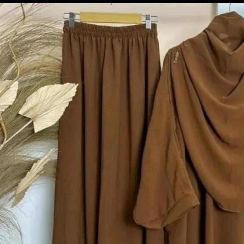 Yumna Set Rok Tunik Syar'i Kerudung Pasmina Oval Wanita One Set Tunik Melayu Bahan Cringckle Air Flow 1